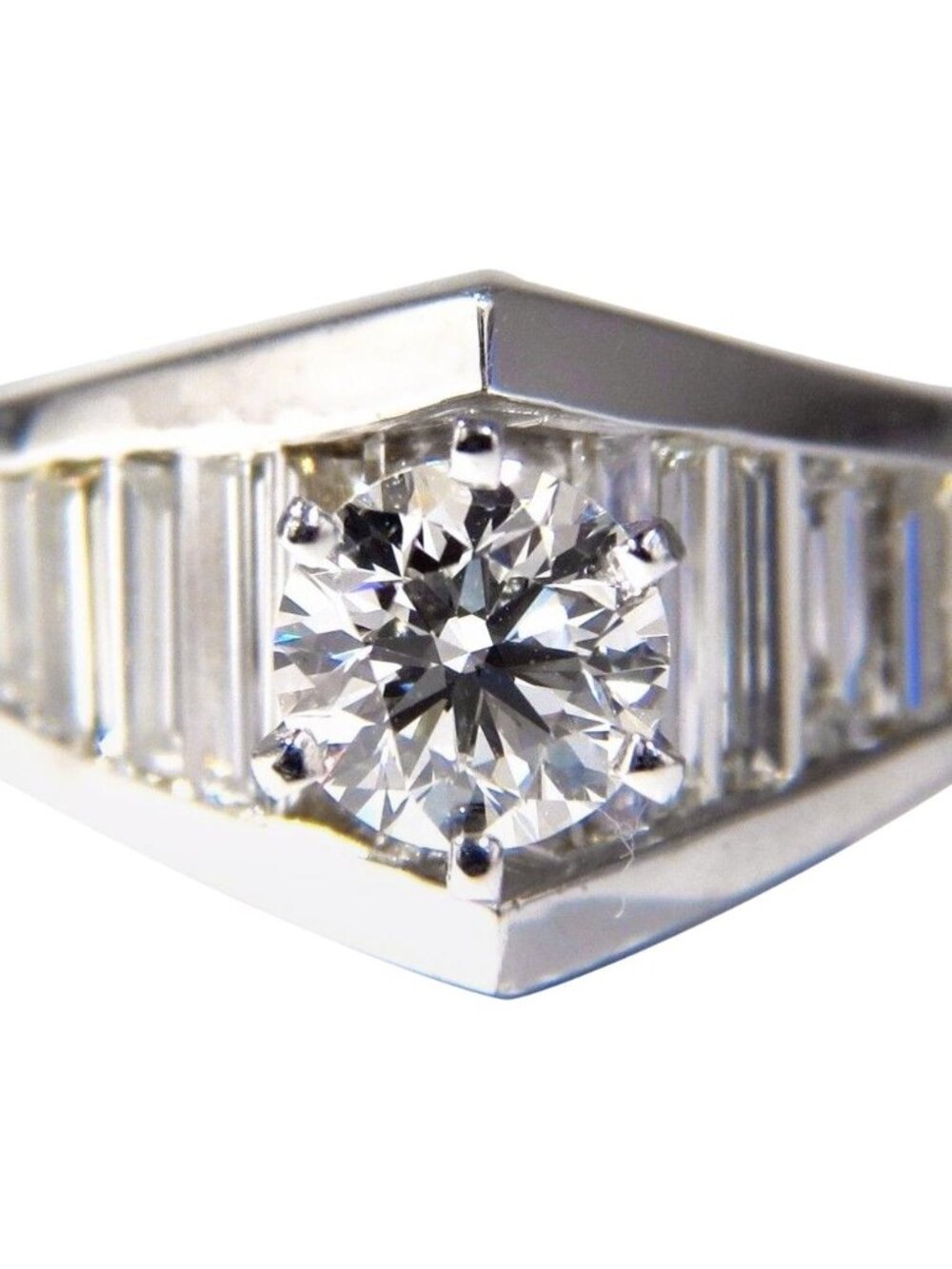 GIA Certified .73ct & 1.50ct round natural diamond baguette ring cut f/vvs1*